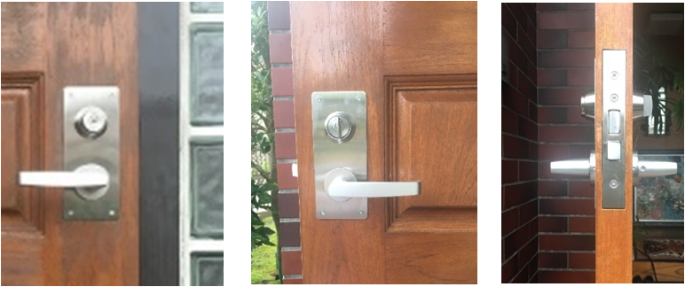 サムラッチハンドル錠セット(HH-J-0231)　玄関ドア用　玄関ドアハンドル　ハンドルセット　主錠　サムラッチ　引手　取手　錠 - 1